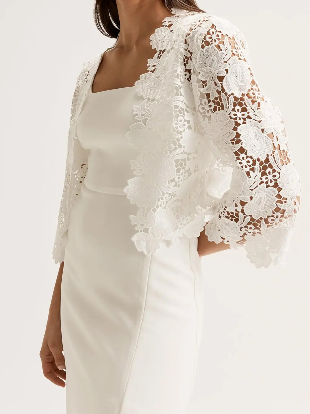 White Lace Hollow Floral Tops