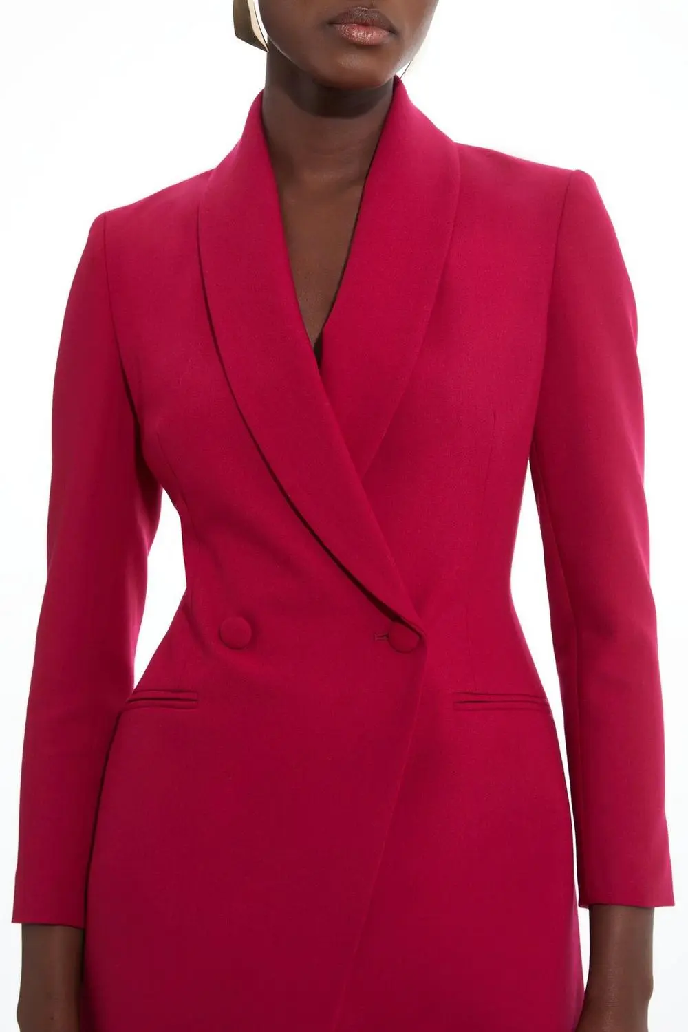 Petite Compact Stretch Tailored Blazer Wrap Mini Dress