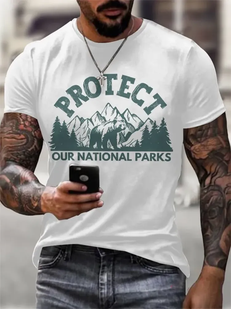 Man'S Protect Our National Parks Round-Nack Short Sleeve T-Shirt