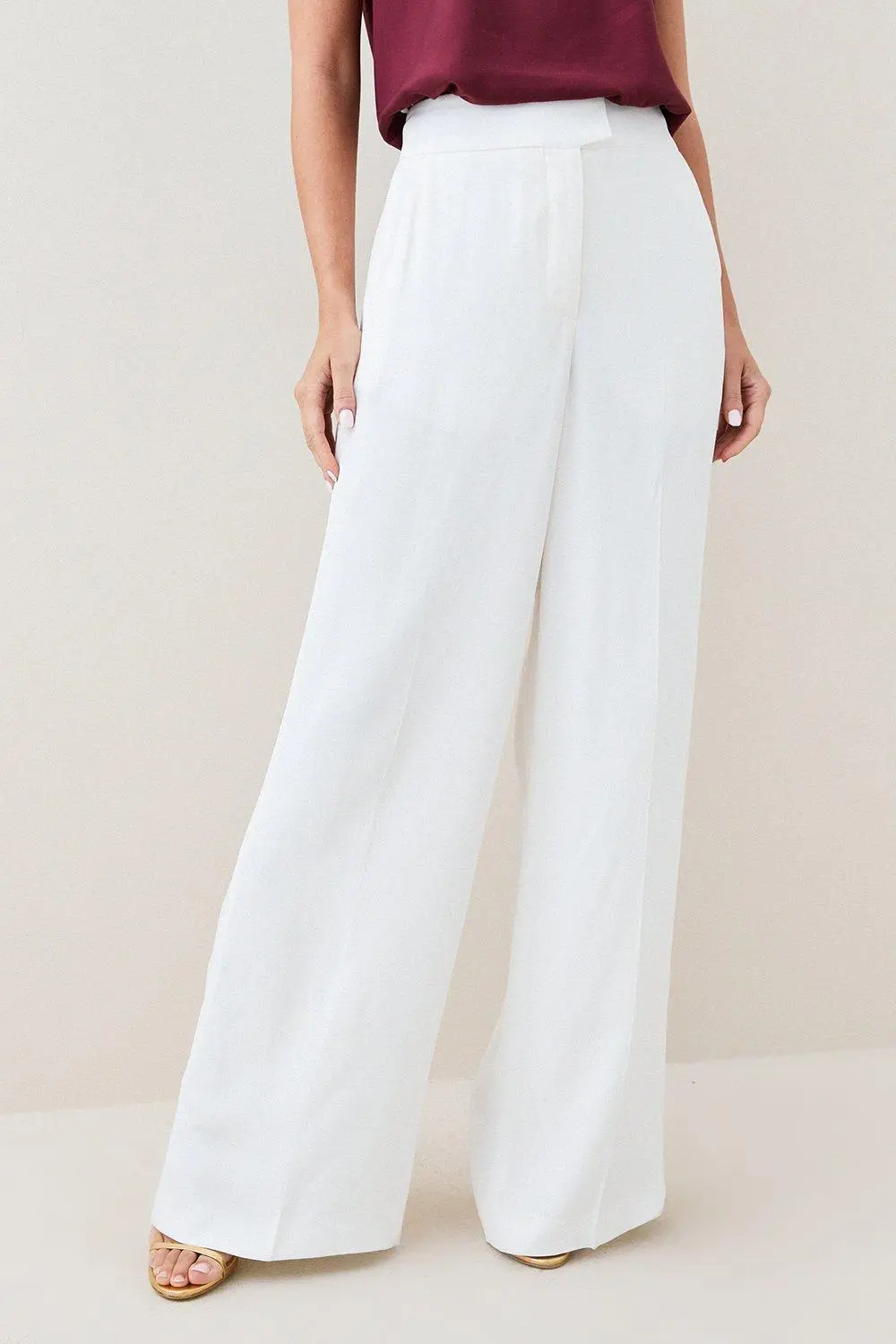 Tall Viscose Satin Back Crepe Wide Leg Trouser