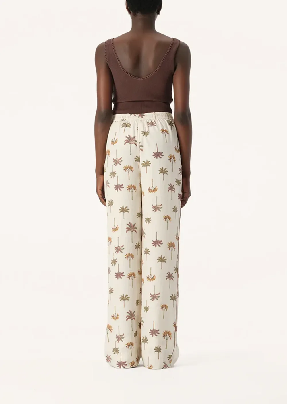 White Printed Wide Leg Pants