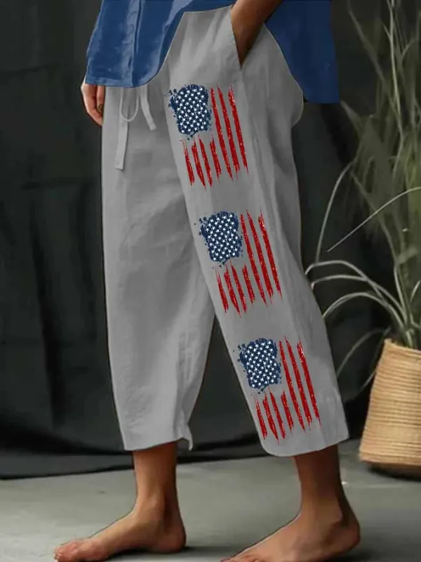 Women'S Straight-Leg Pants With National Flag Prints