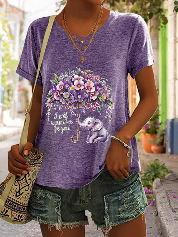 Women'S I Will Remember For You Alzheimer'S Awareness Short-Sleeved T-Shirt