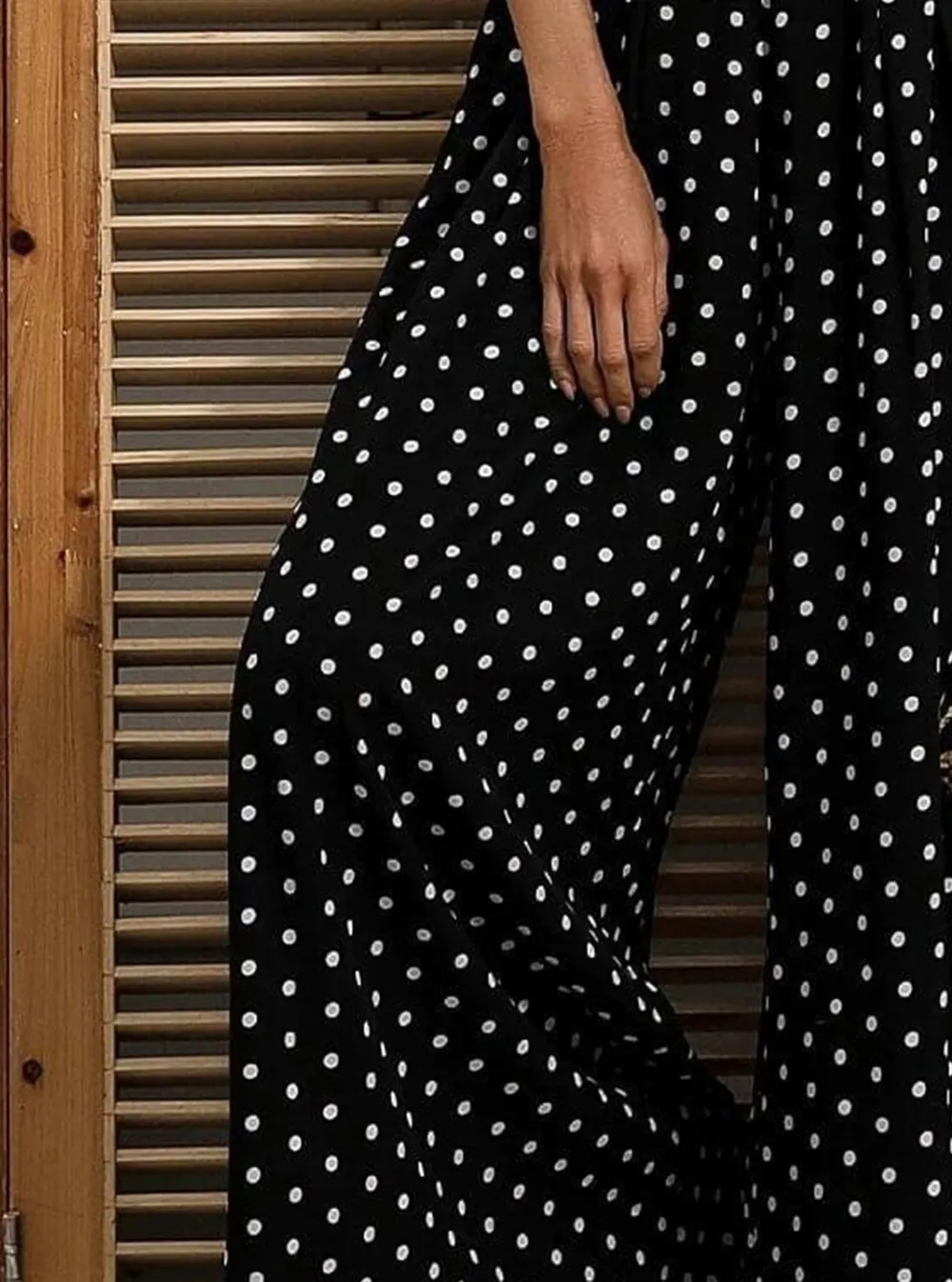 Polka Dot Shirred Waist Jumpsuits