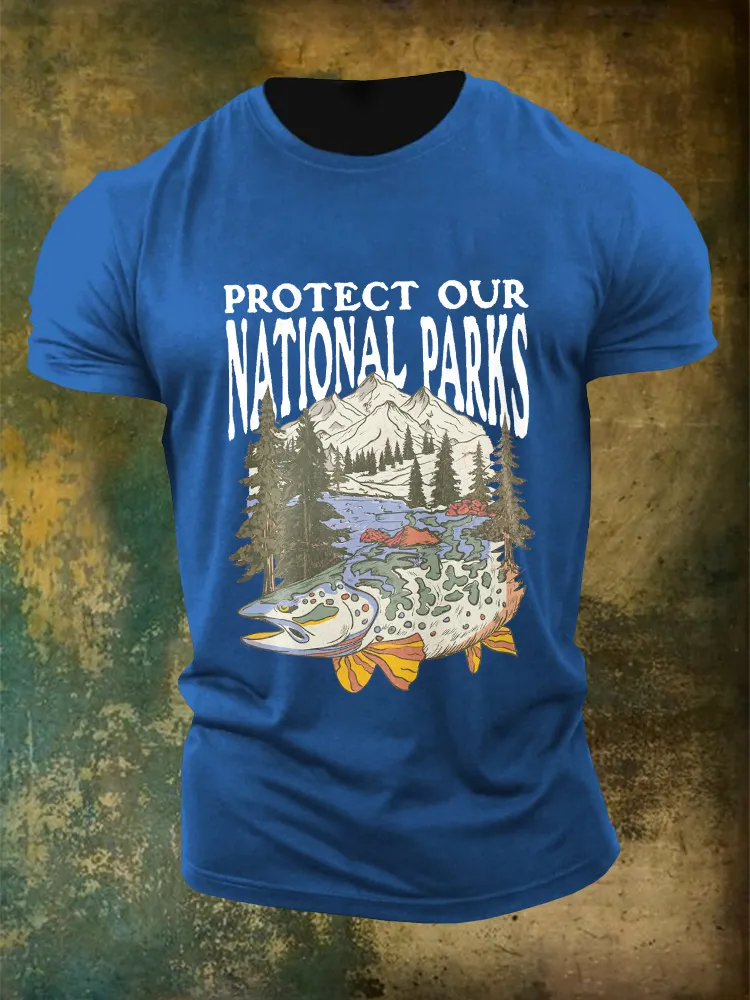 Men'S Protect Our National Parks Not Projects Round-Neck T-Shirt