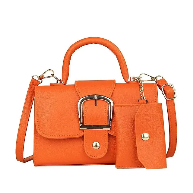 Women's Handbag Crossbody Bag PU Leather Daily Durable Solid Color Black White Yellow