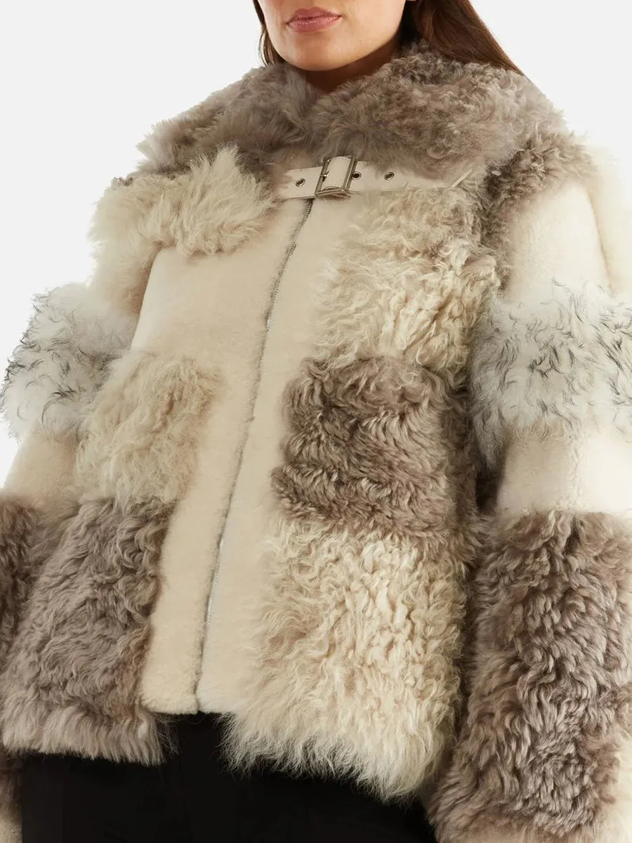 Furry Patchwork Shearling Jacket