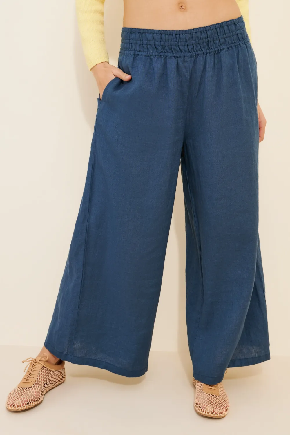 Cotton Linen Wide Leg Pants with Pockets