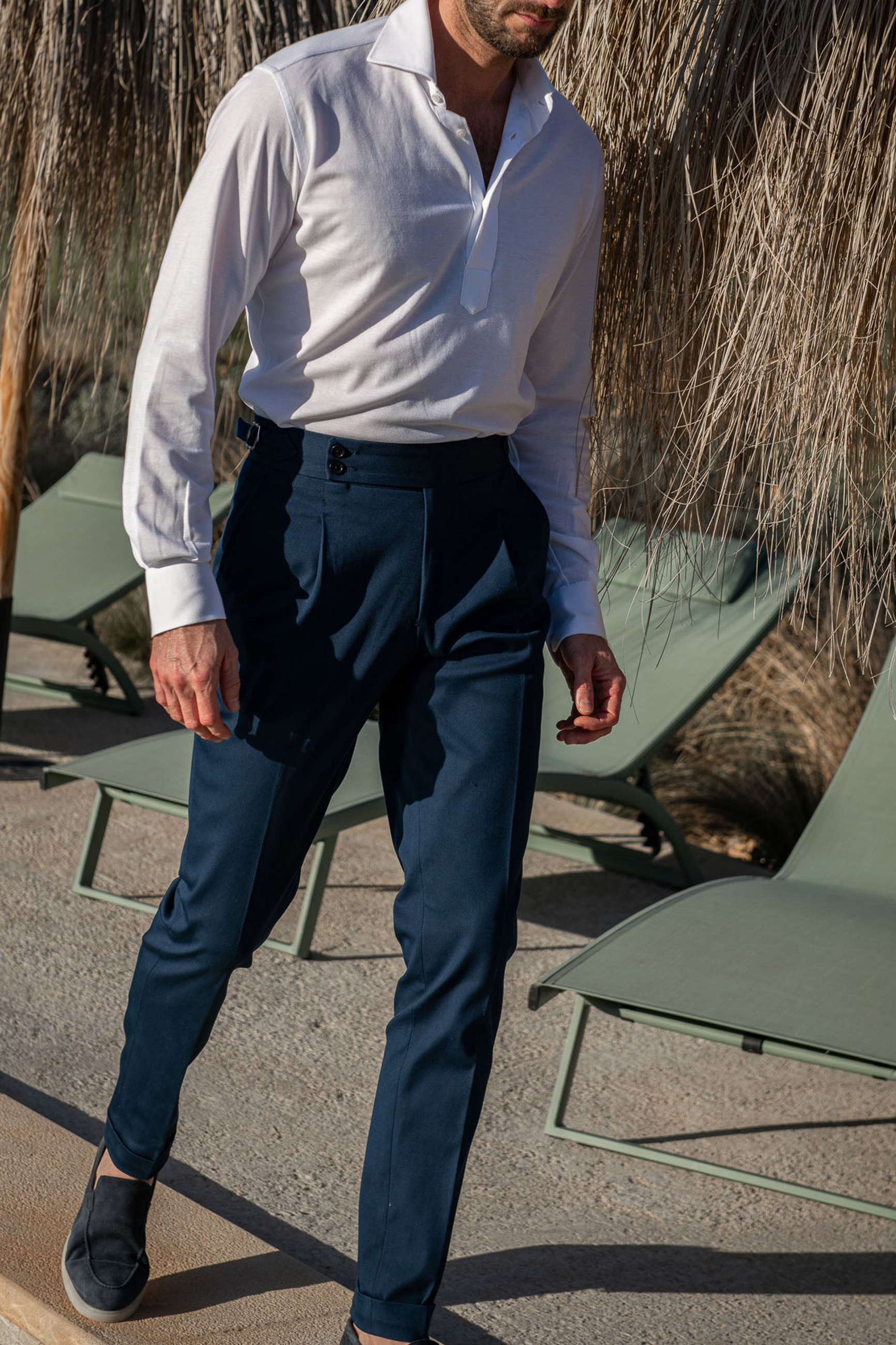 White Jersey Popover Shirt