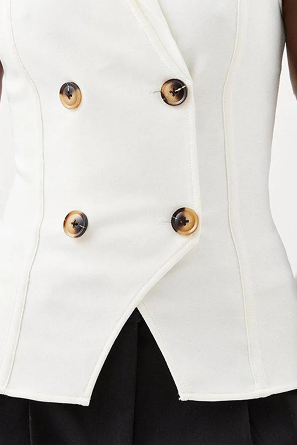 Halter Neck Button Front Bandage Knit Top