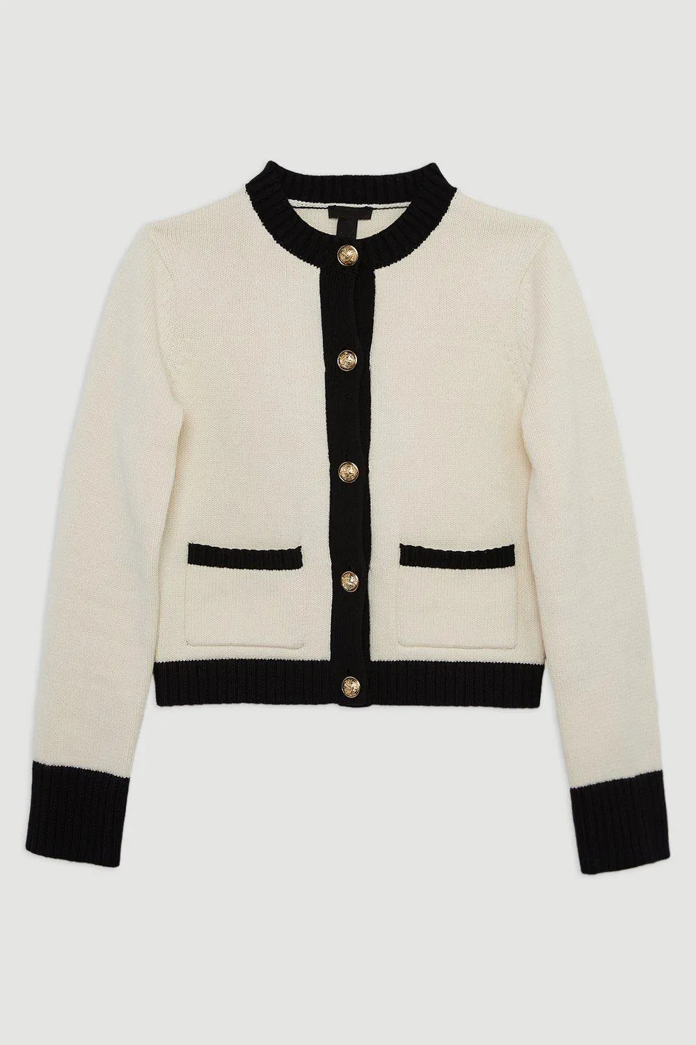Cotton Cropped Knit Boxy Cardigan