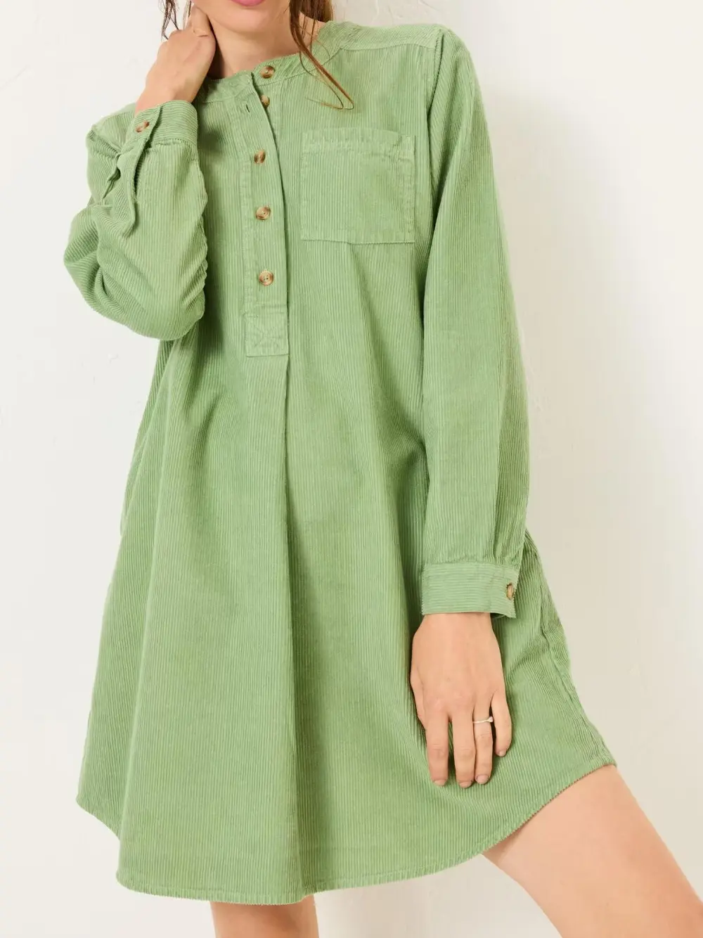 Olive Green 100% Cotton Cord Tunic Dress
