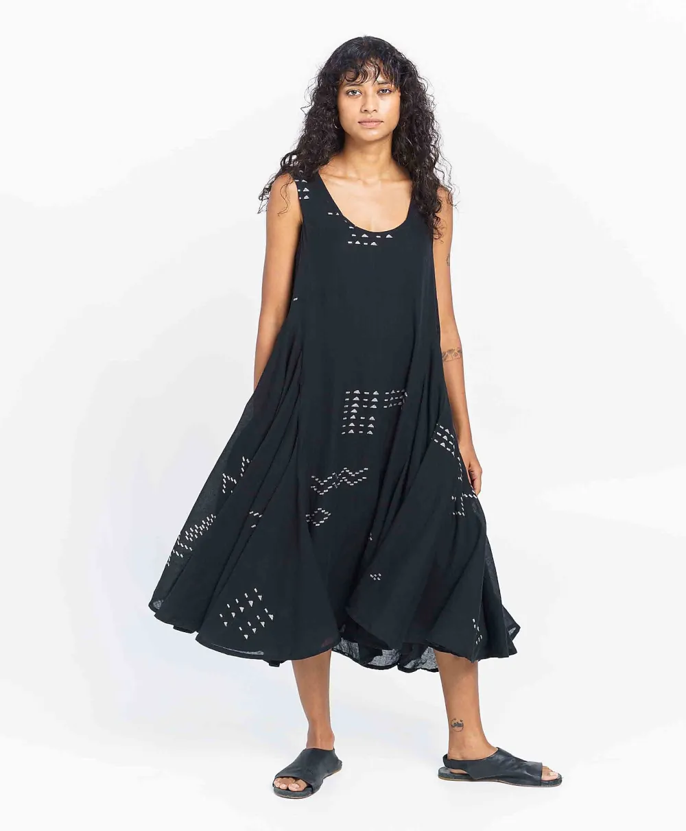 World of Crow Scoop-Neck Gathered Midi Dress