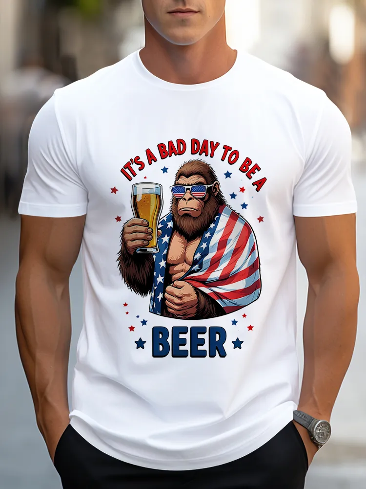 Man'S It'S A Bad Day To Be A Beer Round-Neck Short-Sleeved T-Shirt