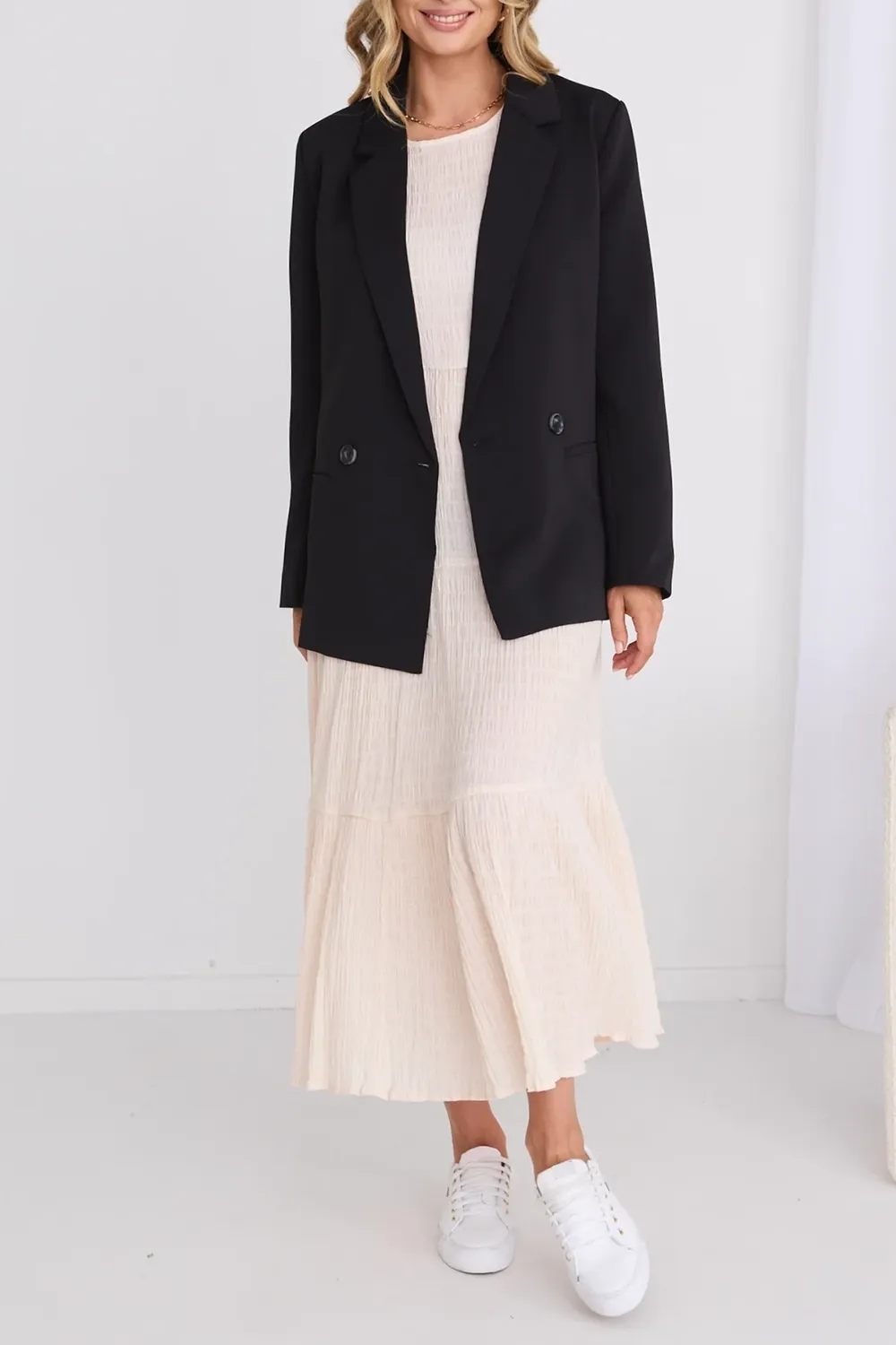 Double-breasted Button  Boyfriend Blazer