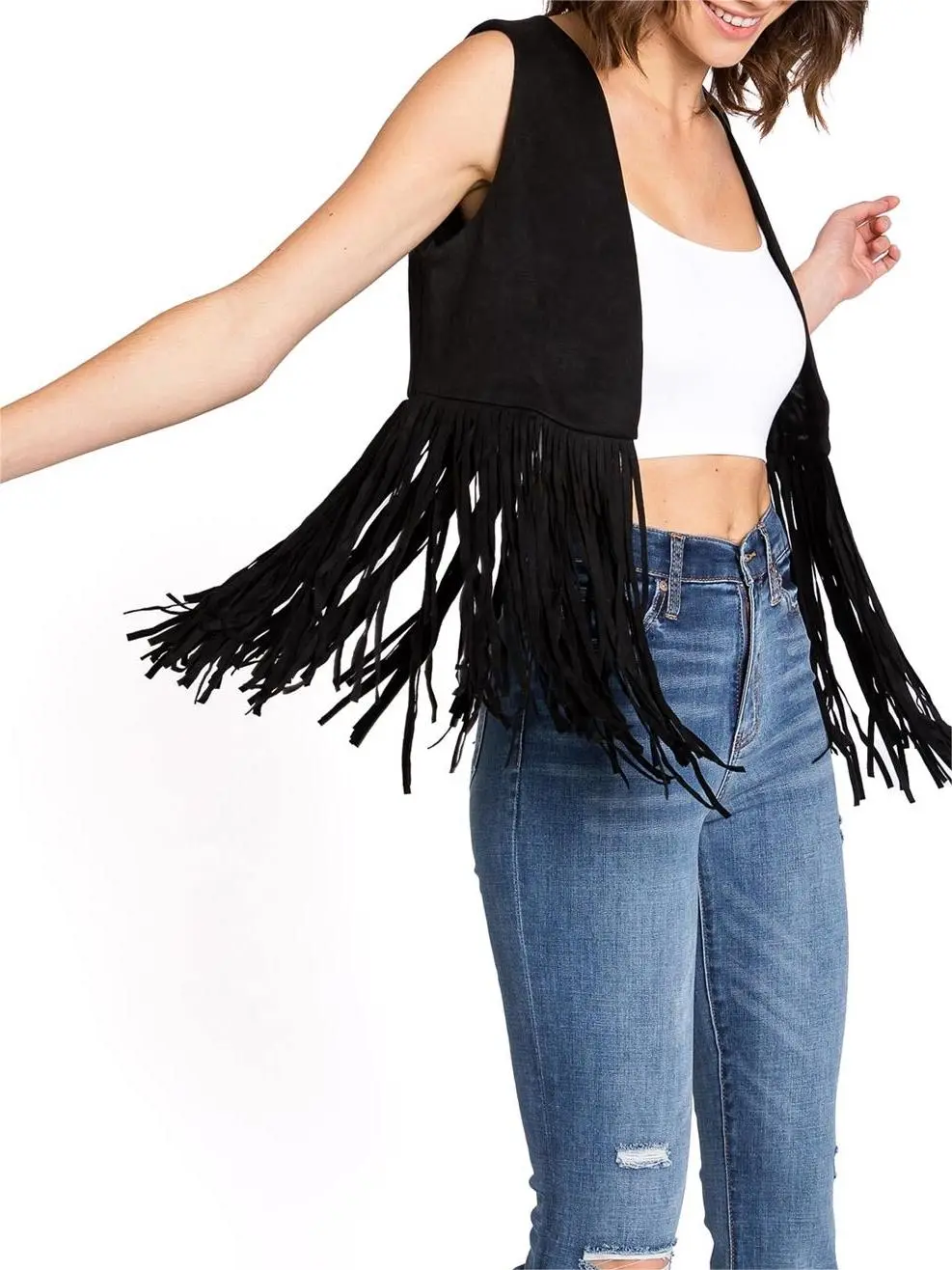 Black Bohemian Fringe Vest