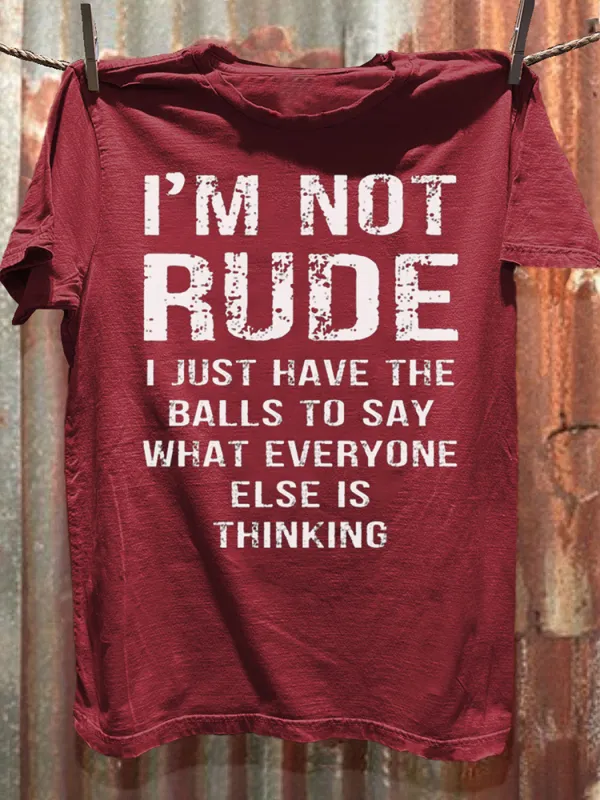 Women'S T-Shirt I'M Not Rude Round-Neck And Short Sleeves