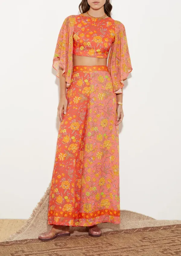 Red Patterned Palazzo Pants