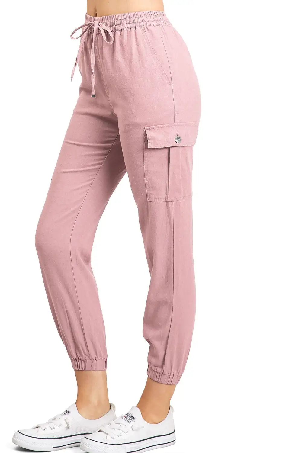 Tan Drawstring Cargo Jogger Pants