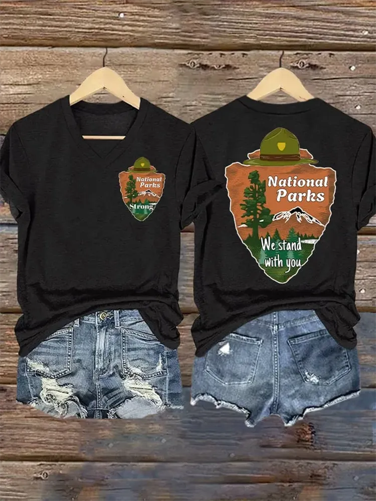 Woman'S National Parks Strong V-Neck Short-Sleeve T-Shirt