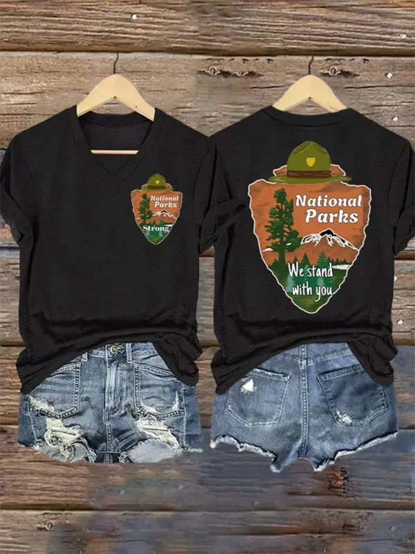 Woman'S National Parks Strong V-Neck Short-Sleeve T-Shirt