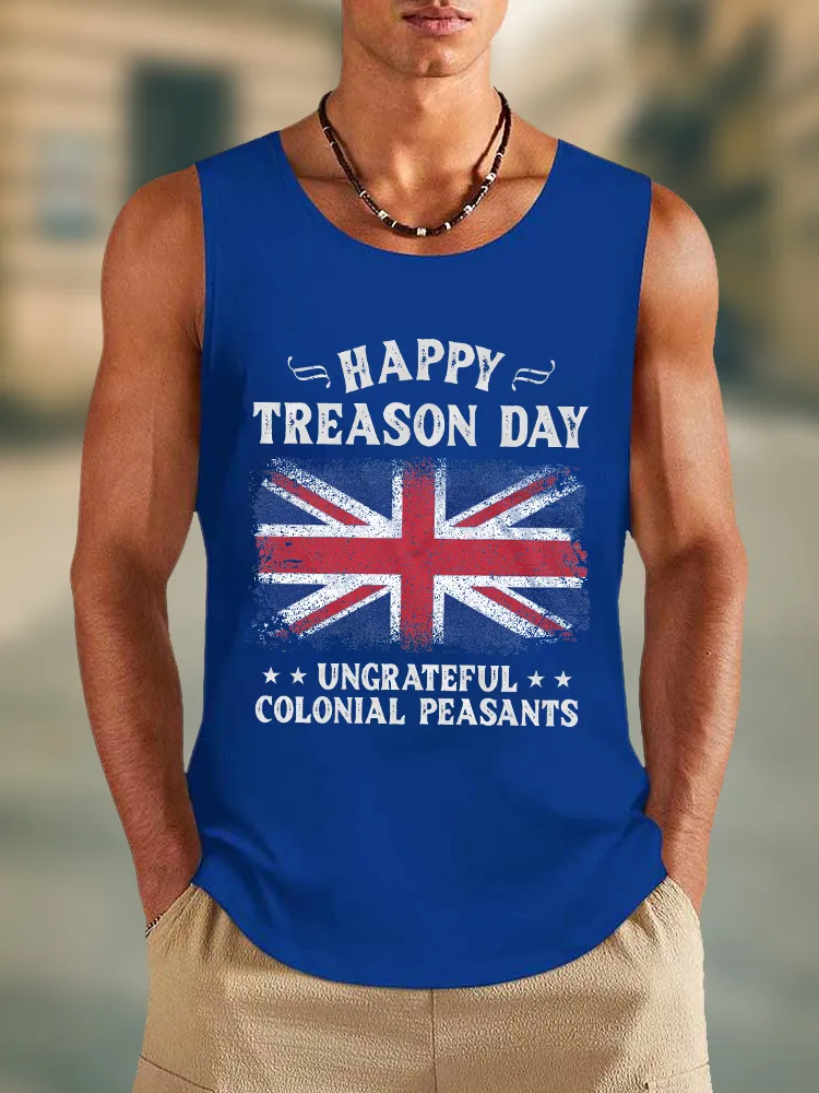 Men'S Happy Treason Day Ungrateful Colonial Peasants Round-Necked Sleeveless Vest
