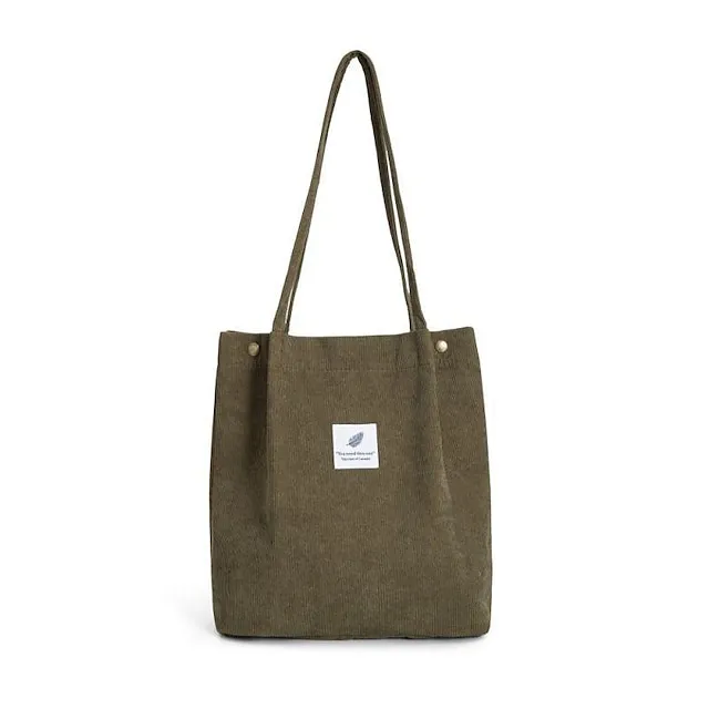 Men's Women's Kid's Tote Tote Sling Shoulder Bag Canvas Tote Bag Corduroy Shopping Daily Rivet Pattern Solid Color Floral Print Deep Purple zebra Wine Red