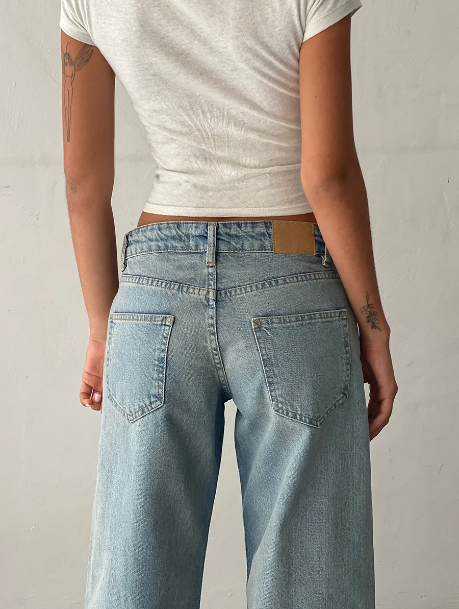 Vintage Bleach Low Rise Parallel Jeans