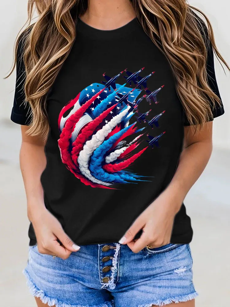 Woman'S Independence Day Print Short-Sleeved T-Shirt