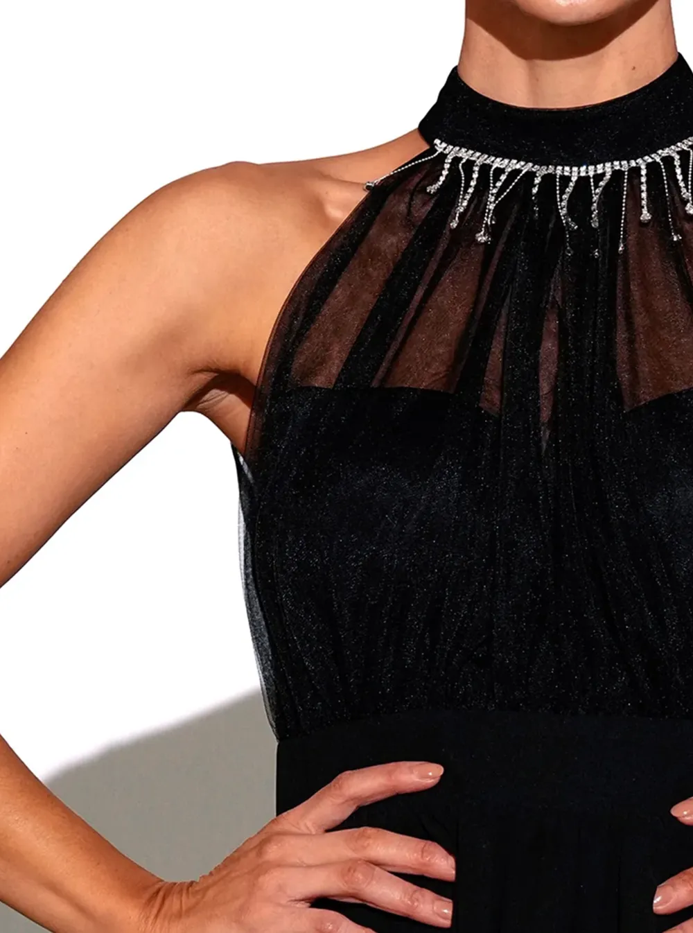Stand Collar A-line Mini Dress