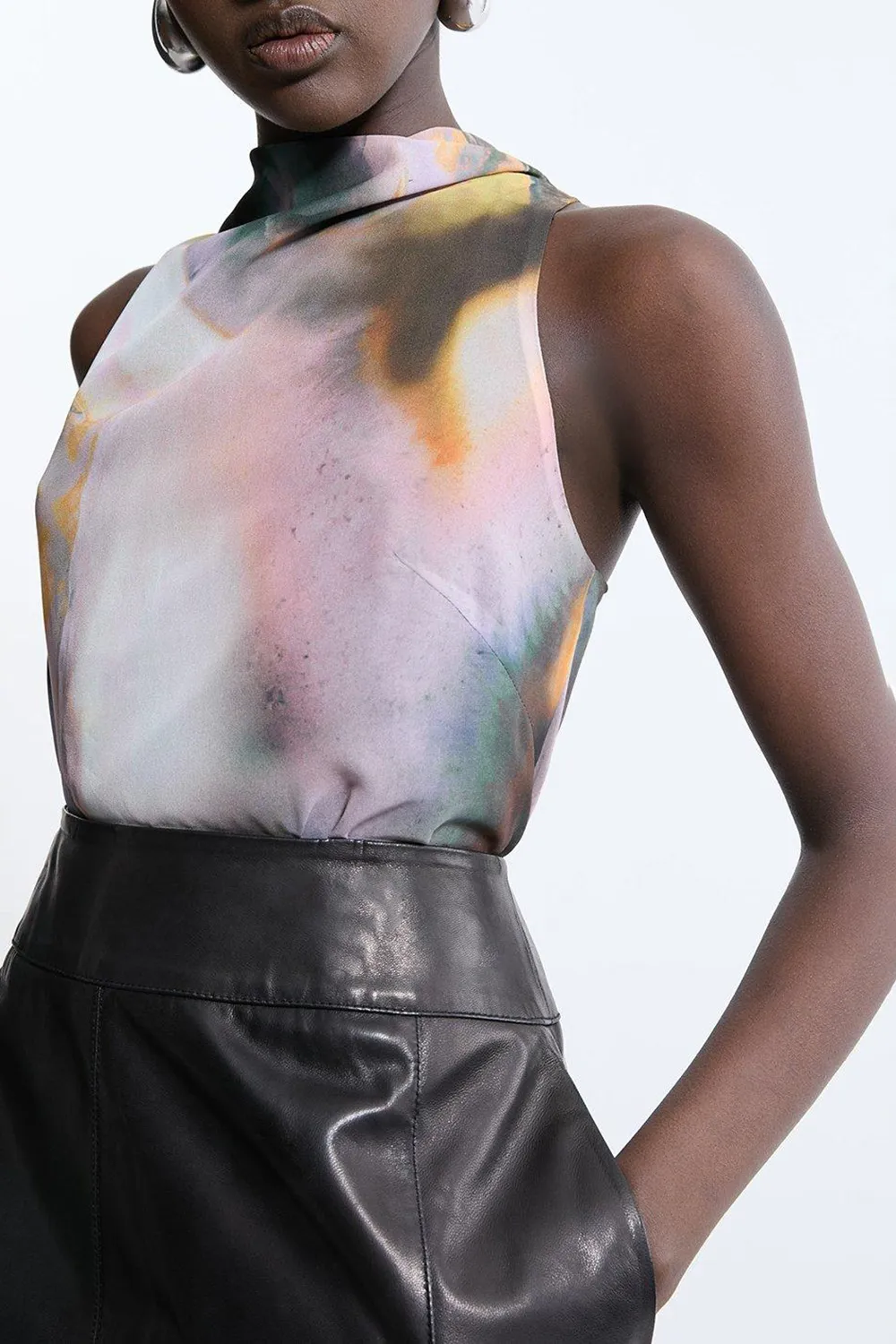 Georgette Draped Halter Woven Top