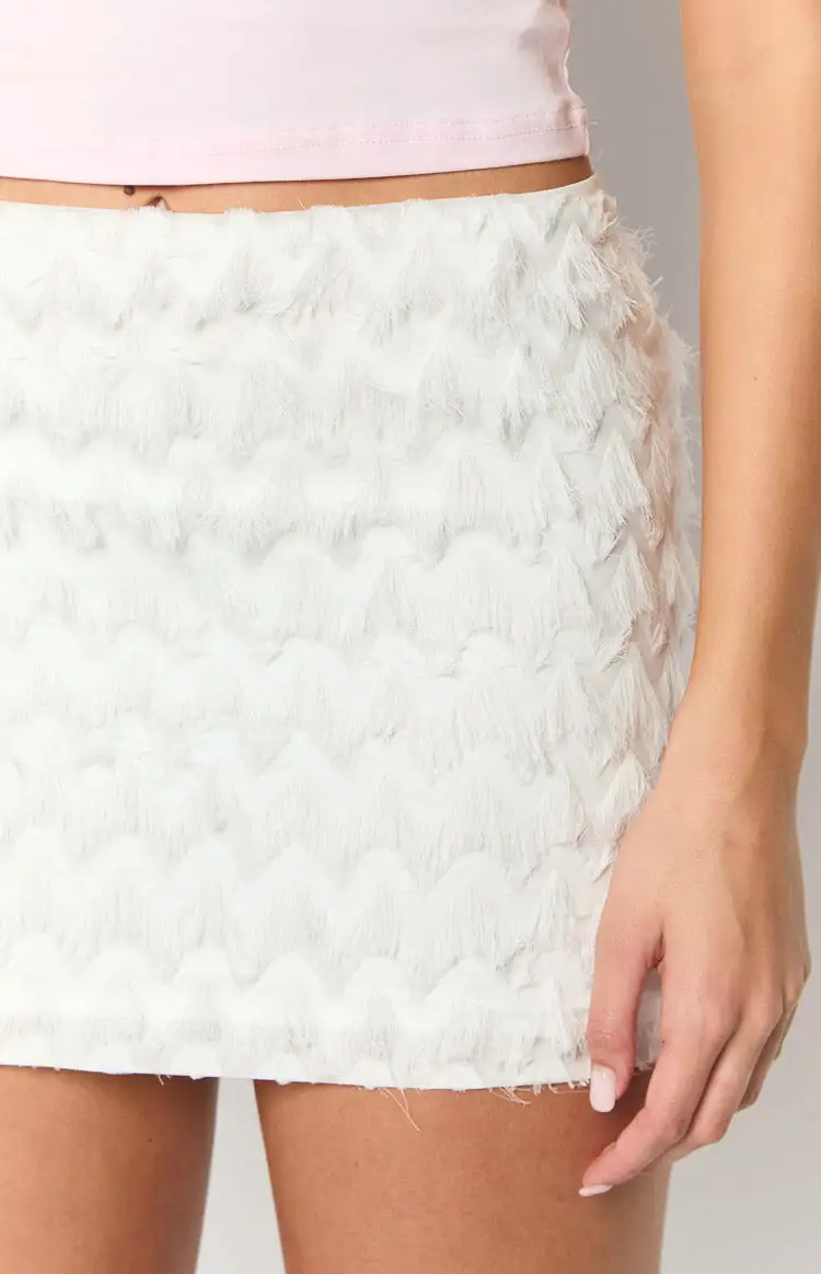White Textured Mini Skirt