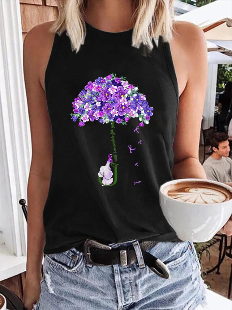 Women'S Round-Neck Sleeveless Vest With I Will Remember For You