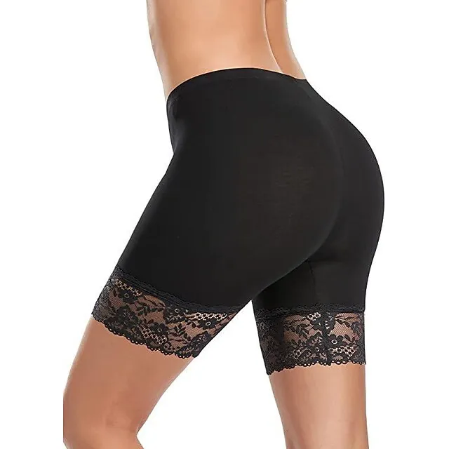 Women's Underwear Shorts Leggings Modal Nude Black White Casual Casual Daily Lace Stretchy Short Breathability Solid Colored S M L XL 2XL