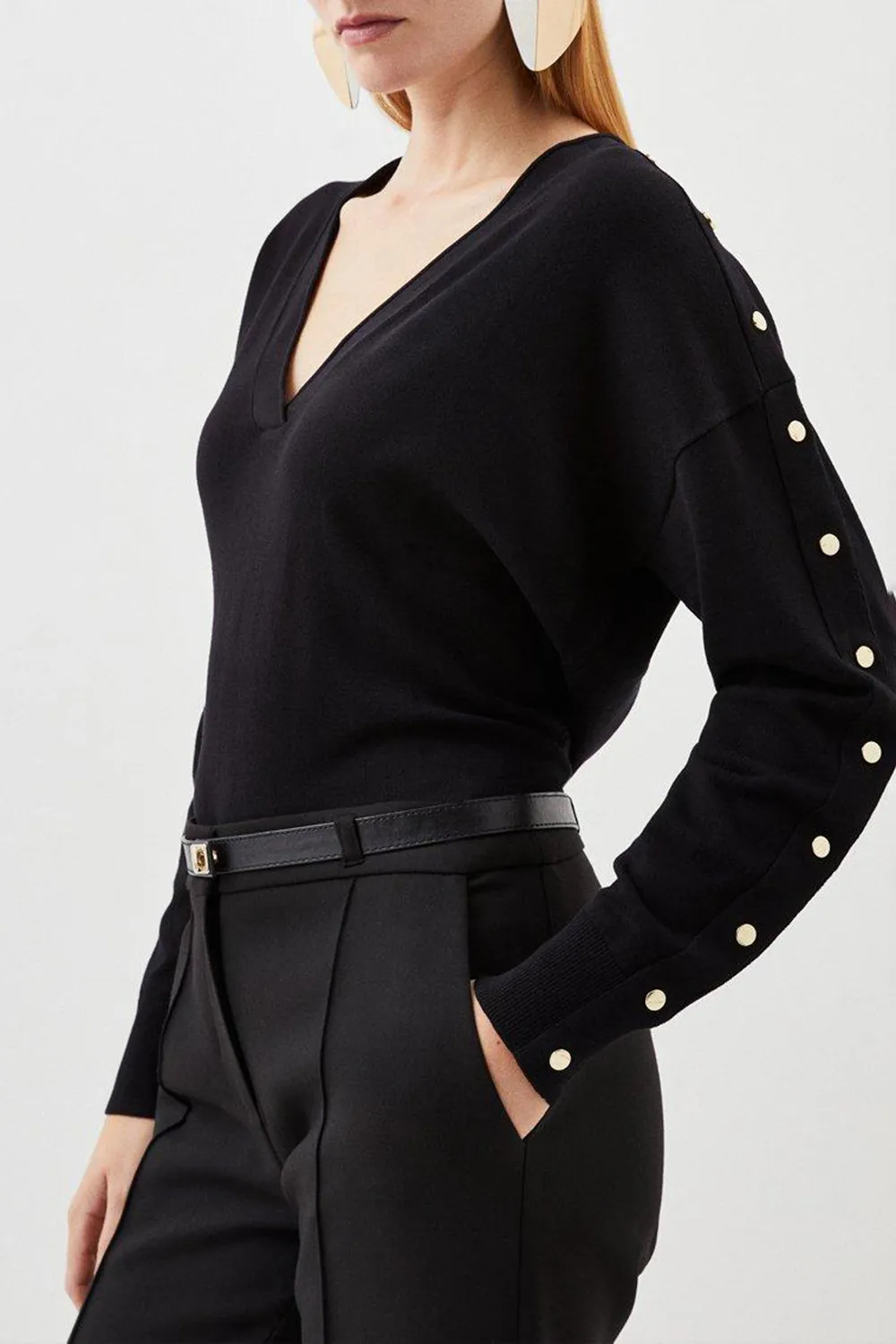 Viscose Blend V Neck Knit Jumper