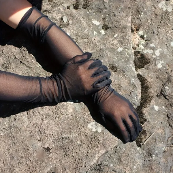 High Elasticity Fashionable Breathable Semi-Transparent Long Gloves