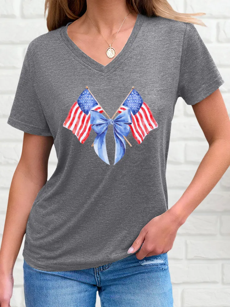 Woman'S Independence Day Print Short-Sleeved T-Shirt