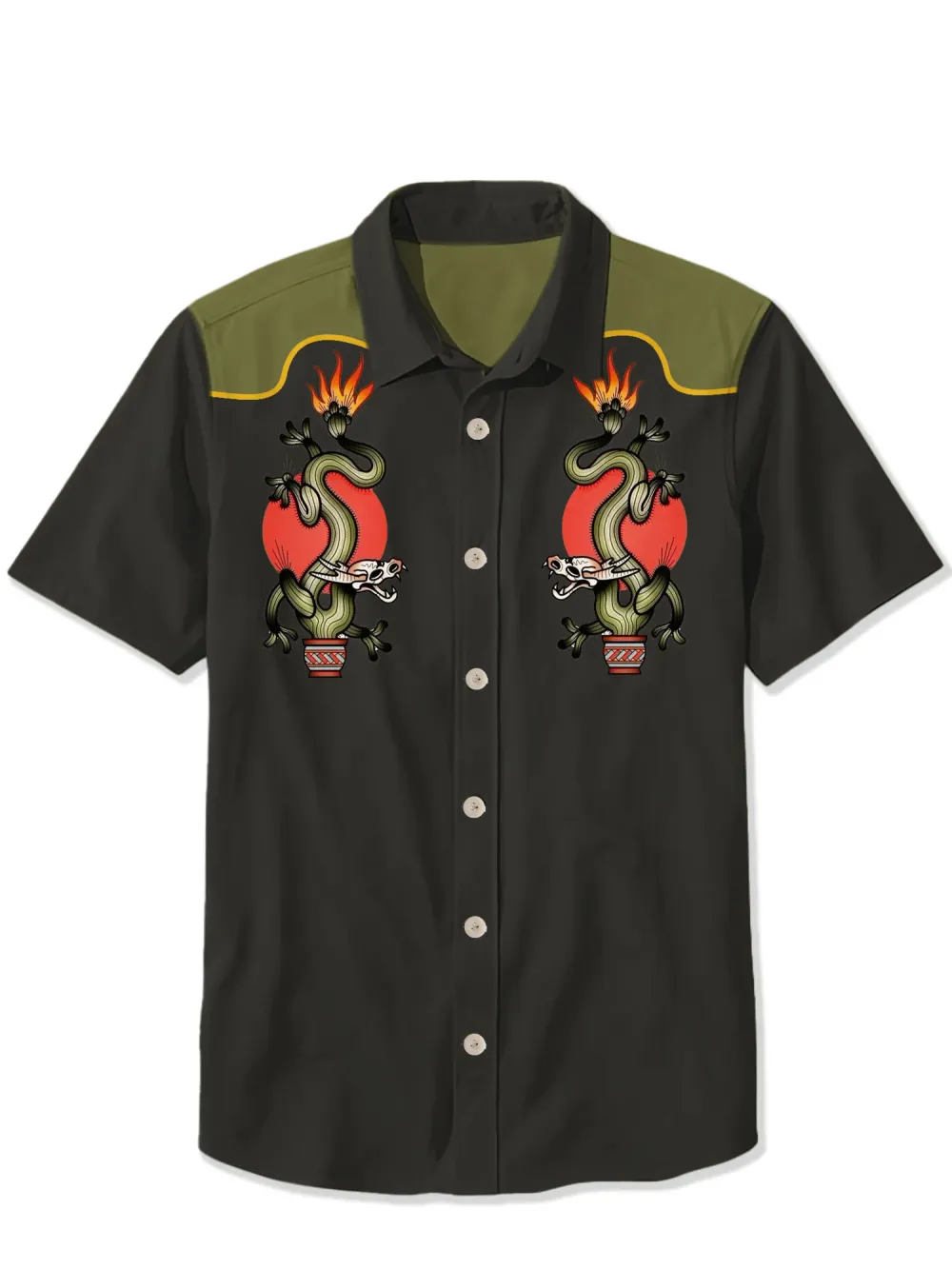 Cactus Dragon Traditional Old School Tattoo Shirt
