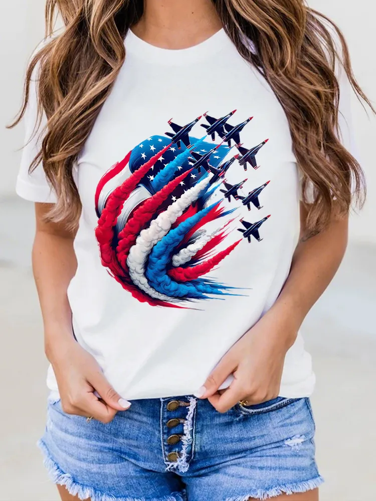 Woman'S Independence Day Print Short-Sleeved T-Shirt