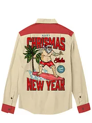 Men's Santa Claus Surfing Long Sleeves Shirt