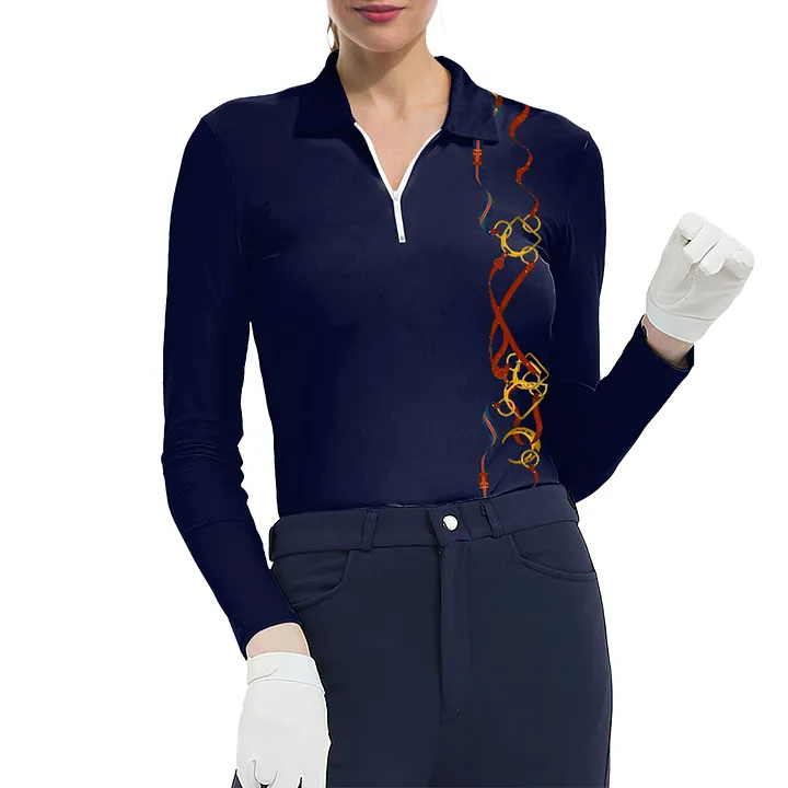 Women's Riding Style Horse Harness Print Long Sleeve Casual Lapel Shirt