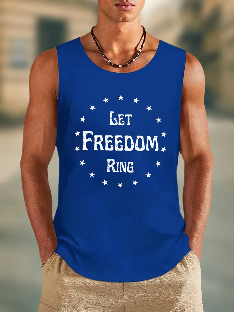 Men'S Let Freedom Ring Round-Necked Sleeveless Vest