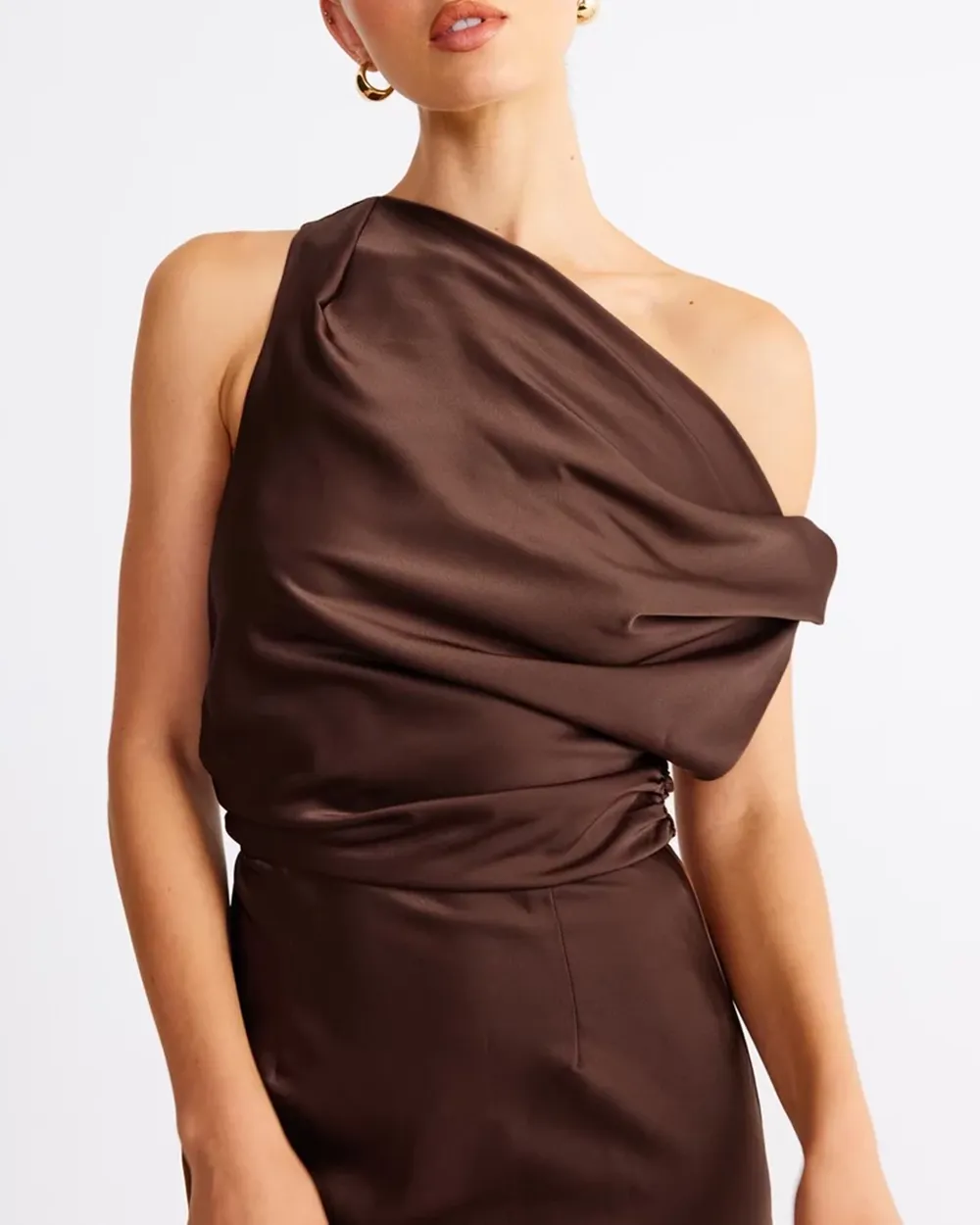 Off-shoulder Satin Maxi Dress