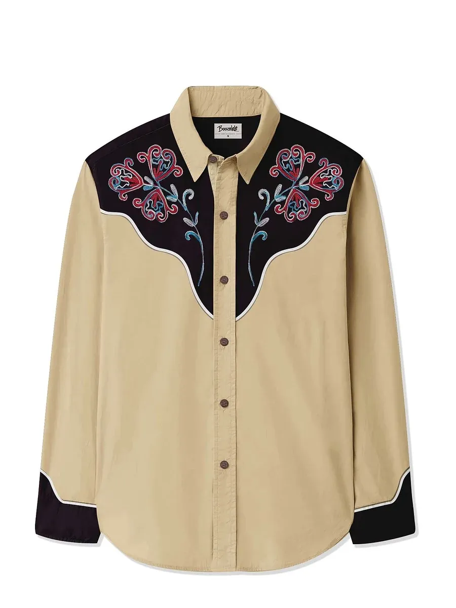 Men's Vintage Flower Long Sleeves Shirt