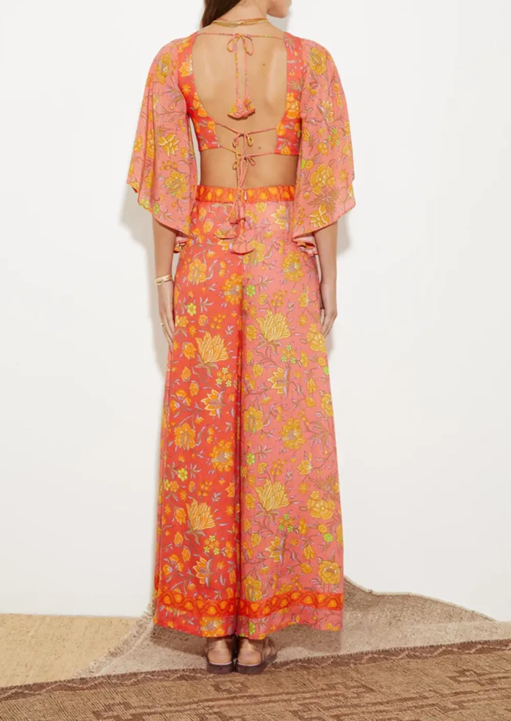 Red Patterned Palazzo Pants
