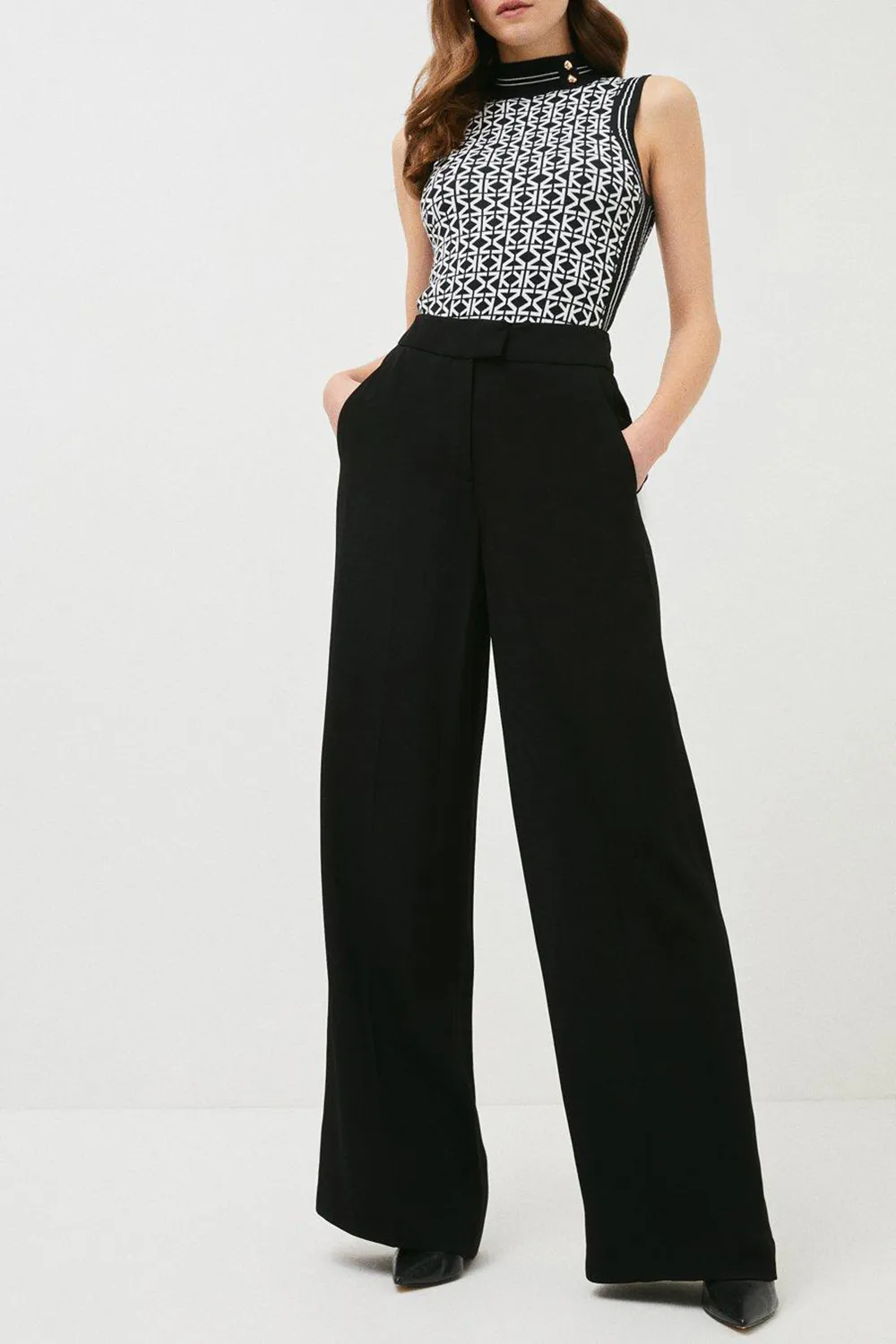 Tall Viscose Satin Back Crepe Wide Leg Trouser