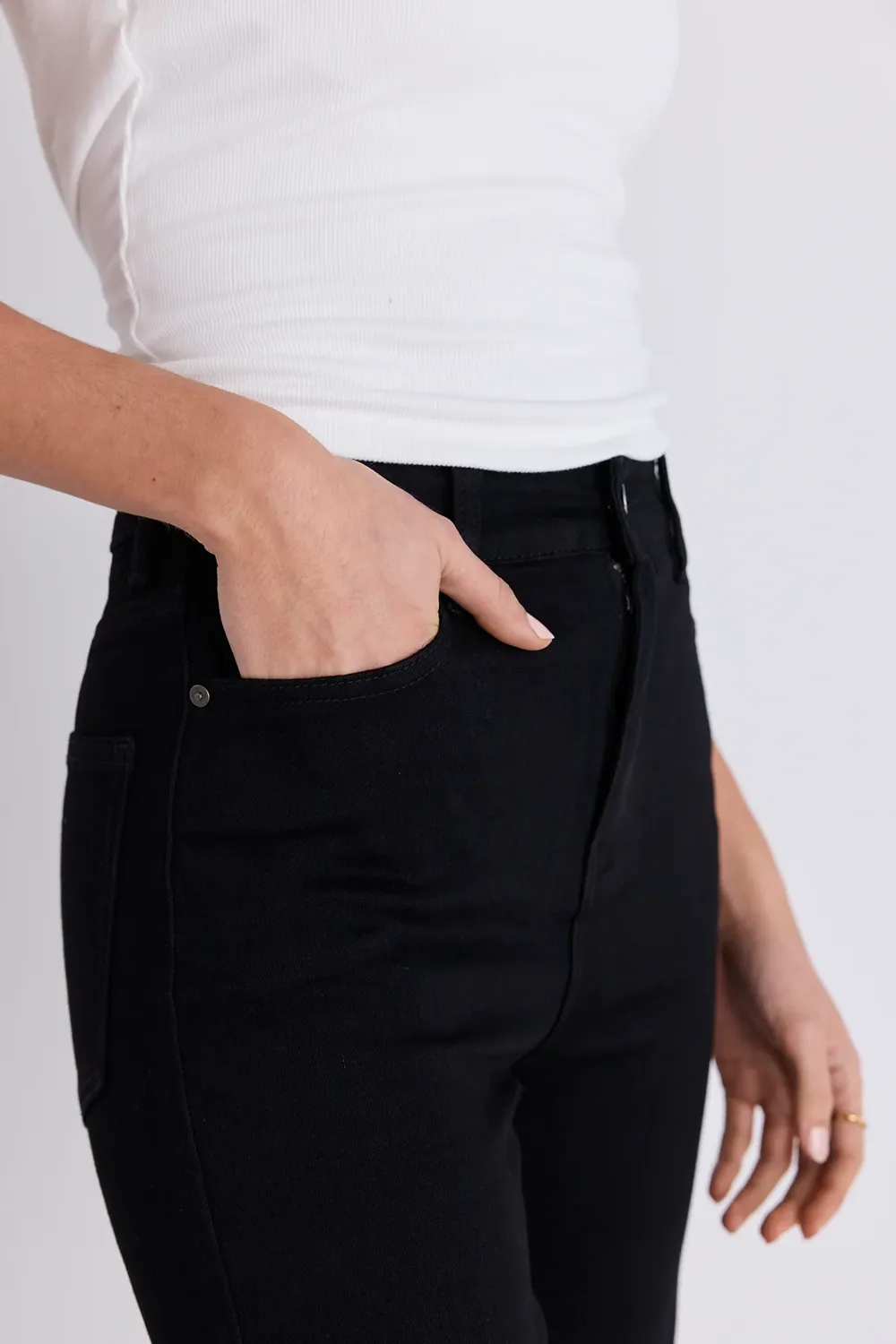 Black High Rise Straight Super Stretch Jean