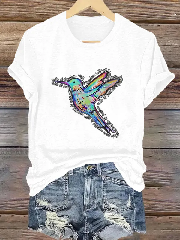 Woman'S Freedom Crew Neck Short Sleeve T-Shirt