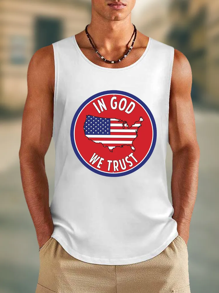 Men'S In God We Trust Round-Necked Sleeveless Vest