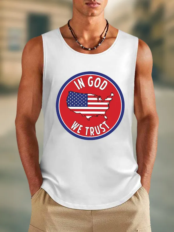 Men'S In God We Trust Round-Necked Sleeveless Vest